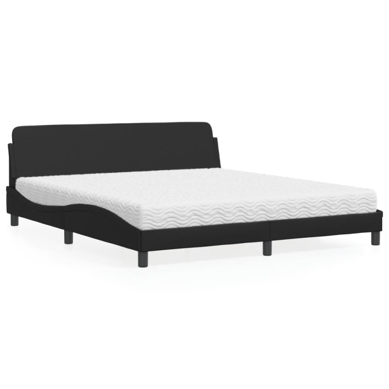 vidaXL Bett mit Matratze Schwarz 180x200 cm Kunstleder vidaXL Bett mit Matratze Schwarz 180x200 cm Kunstleder