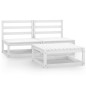 3-tlg. Garten-Lounge-Set Weiß Kiefer Massivholz 3-tlg. Garten-Lounge-Set Weiß Kiefer Massivholz