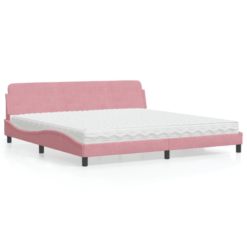 vidaXL Bett mit Matratze Rosa 200x200 cm Samt vidaXL Bett mit Matratze Rosa 200x200 cm Samt