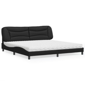 vidaXL Bett mit Matratze Schwarz 200x200 cm Kunstleder