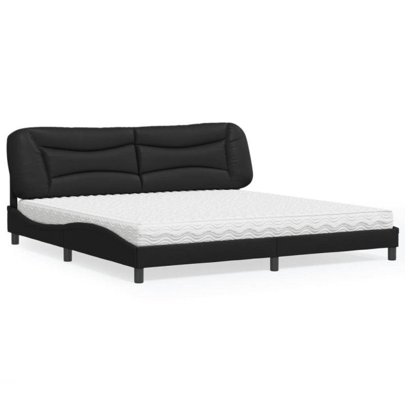 vidaXL Bett mit Matratze Schwarz 200x200 cm Kunstleder vidaXL Bett mit Matratze Schwarz 200x200 cm Kunstleder
