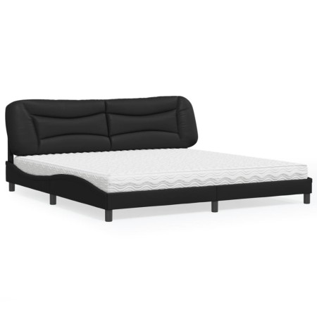 vidaXL Bett mit Matratze Schwarz 200x200 cm Kunstleder