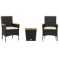 vidaXL 3-tlg. Bistro-Set mit Kissen Schwarz Poly Rattan und Glas vidaXL 3-tlg. Bistro-Set mit Kissen Schwarz Poly Rattan und Glas