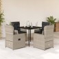 vidaXL 5-tlg. Garten-Essgruppe mit Kissen Hellgrau Poly Rattan vidaXL 5-tlg. Garten-Essgruppe mit Kissen Hellgrau Poly Rattan