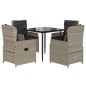 vidaXL 5-tlg. Garten-Essgruppe mit Kissen Hellgrau Poly Rattan vidaXL 5-tlg. Garten-Essgruppe mit Kissen Hellgrau Poly Rattan