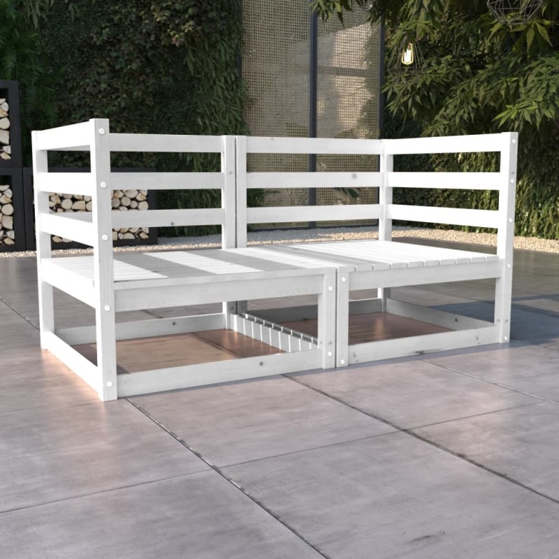 2-Sitzer-Gartensofa Weiß Kiefer Massivholz 2-Sitzer-Gartensofa Weiß Kiefer Massivholz