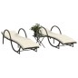 vidaXL Sonnenliegen 2 Stk. mit Tisch Braun Poly Rattan vidaXL Sonnenliegen 2 Stk. mit Tisch Braun Poly Rattan
