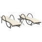 vidaXL Sonnenliegen 2 Stk. mit Tisch Braun Poly Rattan vidaXL Sonnenliegen 2 Stk. mit Tisch Braun Poly Rattan