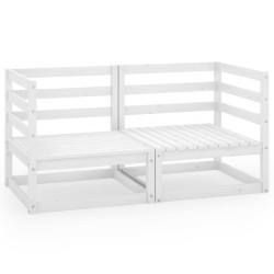 2-Sitzer-Gartensofa Weiß Kiefer Massivholz