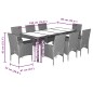vidaXL 9-tlg. Garten-Essgruppe mit Kissen Grau Poly Rattan Akazie vidaXL 9-tlg. Garten-Essgruppe mit Kissen Grau Poly Rattan Akazie