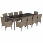vidaXL 11-tlg. Garten-Essgruppe mit Kissen Grau Poly Rattan Glas vidaXL 11-tlg. Garten-Essgruppe mit Kissen Grau Poly Rattan Glas
