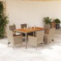 vidaXL 7-tlg. Garten-Essgruppe mit Kissen Beige Poly Rattan Akazie vidaXL 7-tlg. Garten-Essgruppe mit Kissen Beige Poly Rattan Akazie