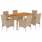 vidaXL 7-tlg. Garten-Essgruppe mit Kissen Beige Poly Rattan Akazie vidaXL 7-tlg. Garten-Essgruppe mit Kissen Beige Poly Rattan Akazie
