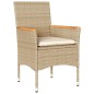 vidaXL 7-tlg. Garten-Essgruppe mit Kissen Beige Poly Rattan Akazie vidaXL 7-tlg. Garten-Essgruppe mit Kissen Beige Poly Rattan Akazie