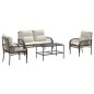 vidaXL 4-tlg. Garten-Sofagarnitur mit Kissen Braun Poly Rattan