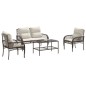 vidaXL 4-tlg. Garten-Sofagarnitur mit Kissen Braun Poly Rattan