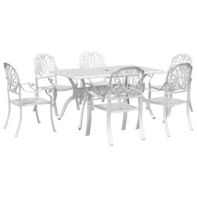 vidaXL 7-tlg. Garten-Essgruppe Weiß Aluminiumguss
