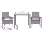 vidaXL 3-tlg. Garten-Essgruppe mit Kissen Schwarz Poly Rattan Akazie vidaXL 3-tlg. Garten-Essgruppe mit Kissen Schwarz Poly Rattan Akazie