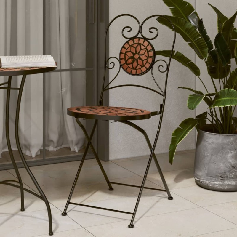 vidaXL Bistrostühle 2 Stk. Klappbar Terracottarot Keramik vidaXL Bistrostühle 2 Stk. Klappbar Terracottarot Keramik