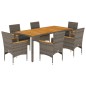 vidaXL 7-tlg. Garten-Essgruppe mit Kissen Grau Poly Rattan Akazie vidaXL 7-tlg. Garten-Essgruppe mit Kissen Grau Poly Rattan Akazie
