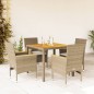 vidaXL 5-tlg. Garten-Essgruppe mit Kissen Beige Poly Rattan Akazie vidaXL 5-tlg. Garten-Essgruppe mit Kissen Beige Poly Rattan Akazie