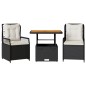 vidaXL 3-tlg. Garten-Essgruppe mit Kissen Schwarz Poly Rattan vidaXL 3-tlg. Garten-Essgruppe mit Kissen Schwarz Poly Rattan