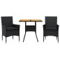 vidaXL 3-tlg. Garten-Essgruppe mit Kissen Schwarz Poly Rattan Akazie vidaXL 3-tlg. Garten-Essgruppe mit Kissen Schwarz Poly Rattan Akazie