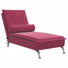 vidaXL Massage-Chaiselongue mit Nackenrolle Weinrot Samt