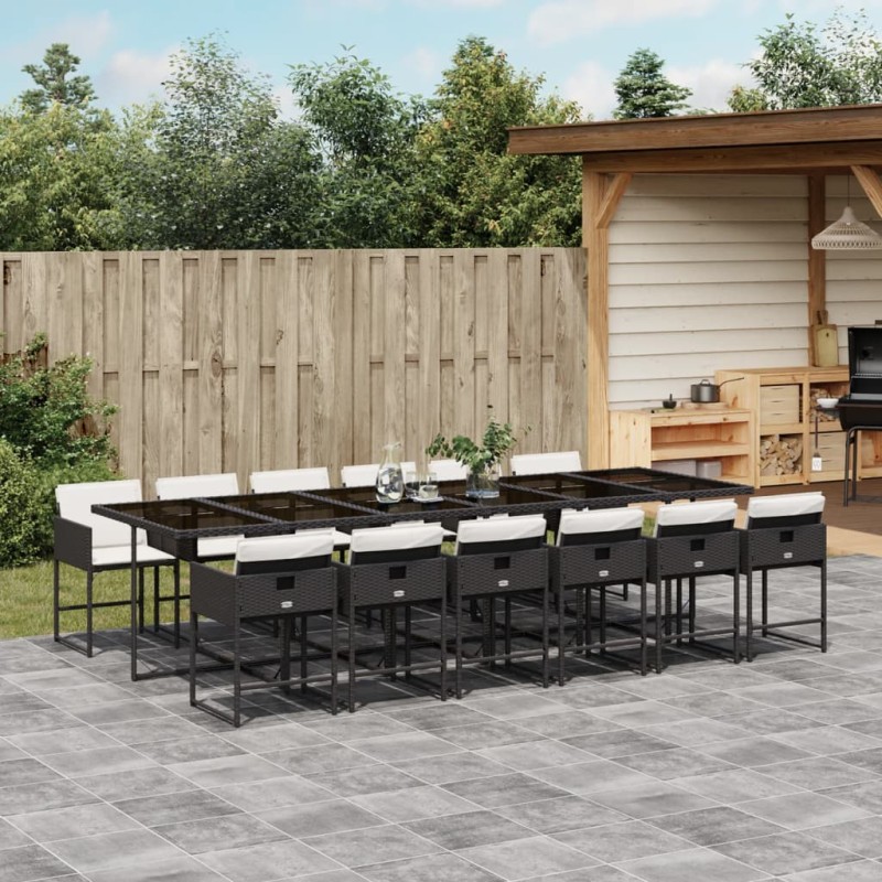 vidaXL 13-tlg. Garten-Essgruppe mit Kissen Schwarz Poly Rattan vidaXL 13-tlg. Garten-Essgruppe mit Kissen Schwarz Poly Rattan