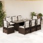 vidaXL 9-tlg. Garten-Essgruppe mit Kissen Braun Poly Rattan vidaXL 9-tlg. Garten-Essgruppe mit Kissen Braun Poly Rattan
