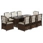 vidaXL 9-tlg. Garten-Essgruppe mit Kissen Braun Poly Rattan vidaXL 9-tlg. Garten-Essgruppe mit Kissen Braun Poly Rattan