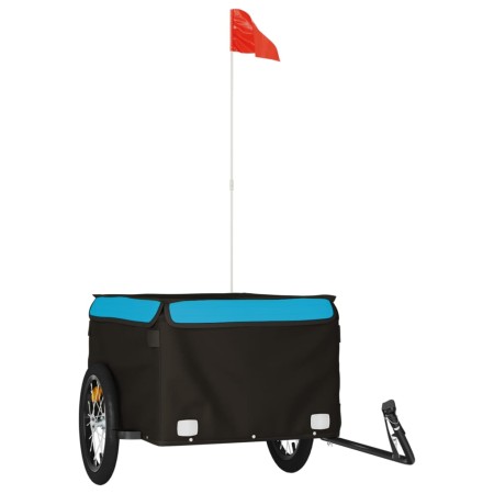 vidaXL Fahrradanhänger Schwarz und Blau 45 kg Eisen