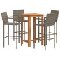 vidaXL 5-tlg. Gartenbar-Set Grau Massivholz Akazie und Poly Rattan vidaXL 5-tlg. Gartenbar-Set Grau Massivholz Akazie und Poly Rattan
