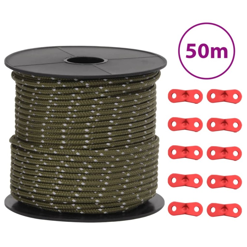 vidaXL Zeltleine Reflektierend mit Seilspannern 50 m 4 mm vidaXL Zeltleine Reflektierend mit Seilspannern 50 m 4 mm