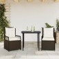vidaXL 3-tlg. Garten-Essgruppe mit Kissen Braun Poly Rattan vidaXL 3-tlg. Garten-Essgruppe mit Kissen Braun Poly Rattan