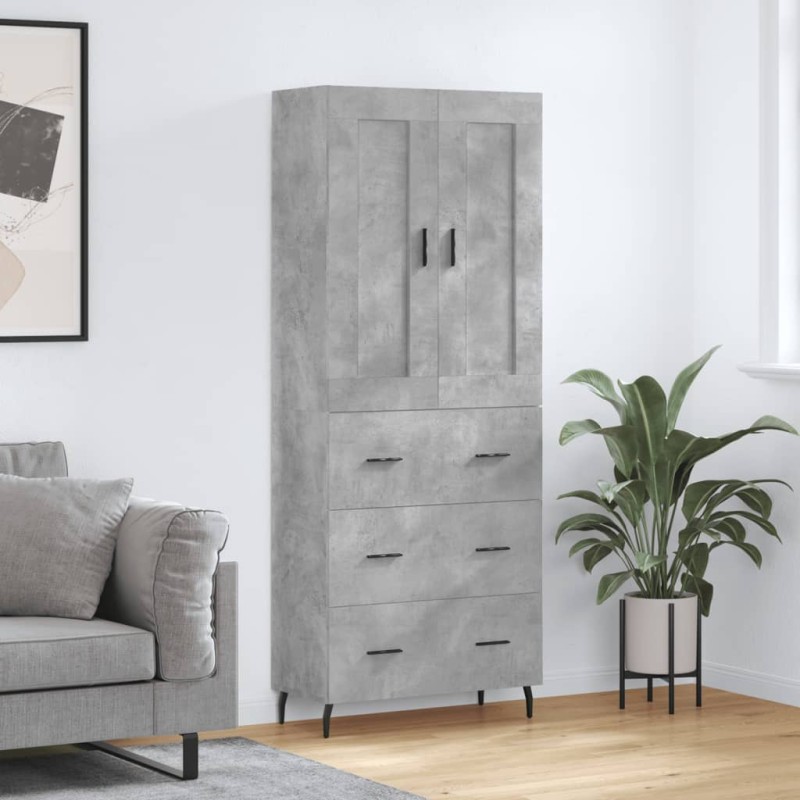 Highboard Betongrau 69,5x34x180 cm Holzwerkstoff Highboard Betongrau 69,5x34x180 cm Holzwerkstoff