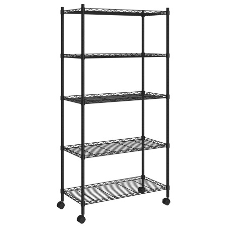 vidaXL Lagerregal mit 5 Böden und Rollen 75x35x155 cm Schwarz 250 kg