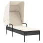 vidaXL Sonnenliege mit Dach und Tisch Schwarz Poly Rattan vidaXL Sonnenliege mit Dach und Tisch Schwarz Poly Rattan