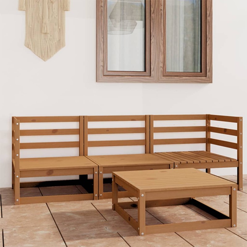 4-tlg. Garten-Lounge-Set Honigbraun Massivholz Kiefer 4-tlg. Garten-Lounge-Set Honigbraun Massivholz Kiefer