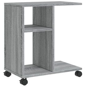 vidaXL Beistelltisch mit Rollen Grau Sonoma 50x30x55 cm Holzwerkstoff