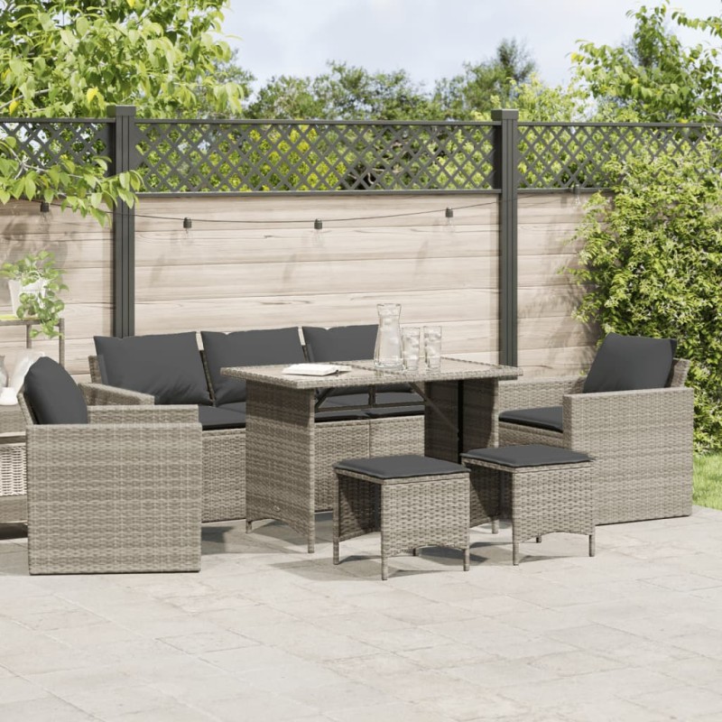 vidaXL 6-tlg. Garten-Sofagarnitur mit Kissen Hellgrau Poly Rattan vidaXL 6-tlg. Garten-Sofagarnitur mit Kissen Hellgrau Poly Rattan