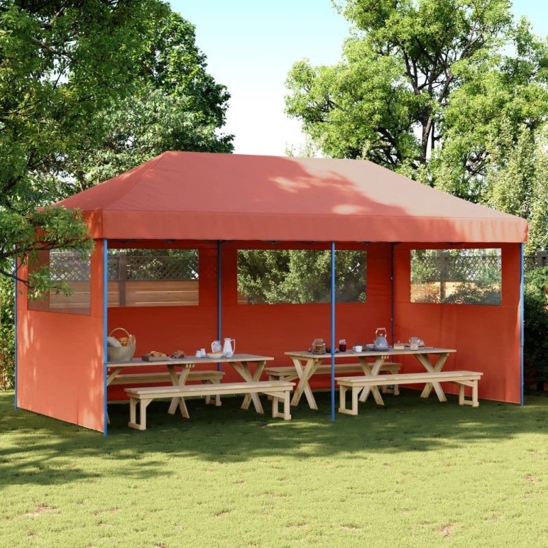 vidaXL Partyzelt Faltbar Pop-Up mit 3 Seitenteilen Terrakotta vidaXL Partyzelt Faltbar Pop-Up mit 3 Seitenteilen Terrakotta