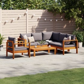 vidaXL 5-tlg. Garten-Sofagarnitur mit Kissen Massivholz Akazie