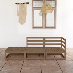 vidaXL 3-tlg. Garten-Lounge-Set Honigbraun Massivholz Kiefer