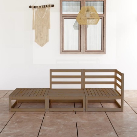 vidaXL 3-tlg. Garten-Lounge-Set Honigbraun Massivholz Kiefer