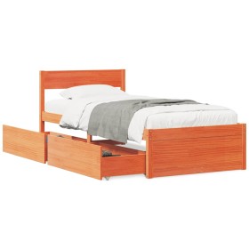 vidaXL Massivholzbett ohne Matratze Wachsbraun 90x190 cm Kiefernholz