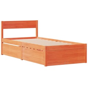 vidaXL Massivholzbett ohne Matratze Wachsbraun 90x190 cm Kiefernholz