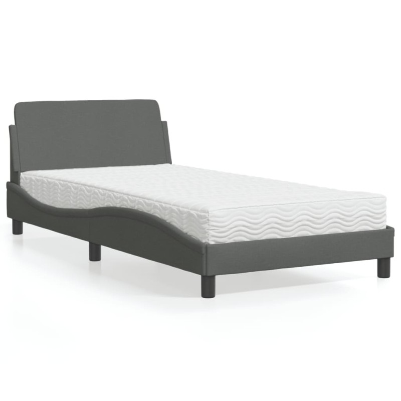 vidaXL Bett mit Matratze Dunkelgrau 100x200 cm Stoff vidaXL Bett mit Matratze Dunkelgrau 100x200 cm Stoff