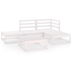 5-tlg. Garten-Lounge-Set Weiß Kiefer Massivholz
