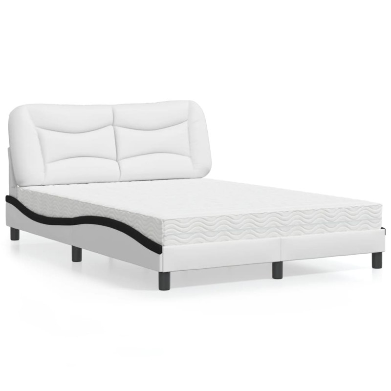 vidaXL Bett mit Matratze Weiß und Schwarz 140x200 cm Kunstleder vidaXL Bett mit Matratze Weiß und Schwarz 140x200 cm Kunstleder